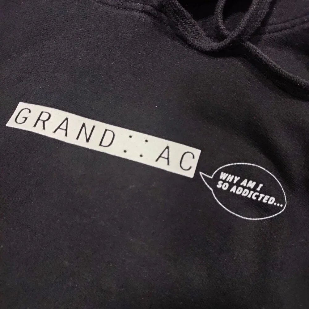 Grand AC 75 Mile Why I'm So Addicted Black Running Hoodie Sweater Men's Small - Picture 7 of 10
